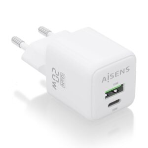 AISENS ASCH-20W2P010-W Caricabatterie per dispositivi mobili Universale Bianco AC Ricarica rapida Interno