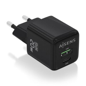 AISENS ASCH-20W2P011-BK Caricabatterie per dispositivi mobili Universale Nero AC Ricarica rapida Interno