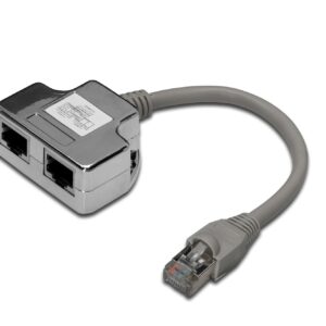 Adattatore Schermato Per Cat. 5E Per 2 Linee Rj45 Su Un Unico Cavo