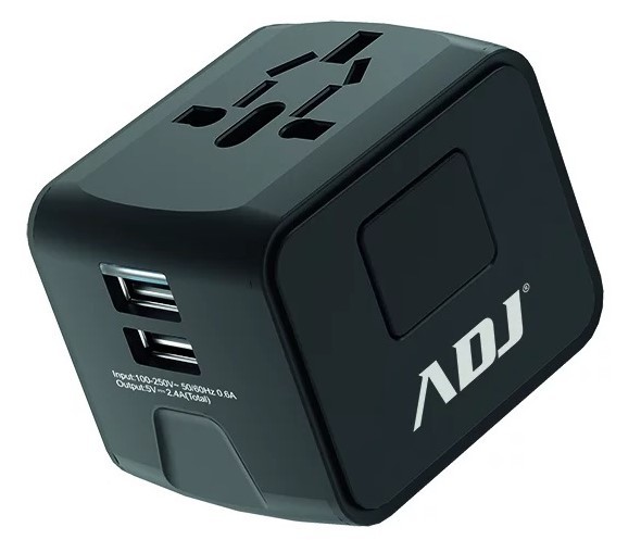 Adattatore Universale Travel Bk Us/Eu/Aus/Uk Plugs 2*Usb Ports