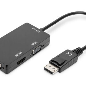 Adattatore Video 3 In 1 Connettore Dp Maschio - Hdmi + Dvi + Vga