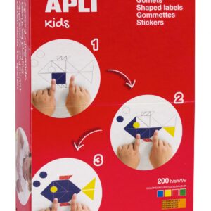 Adesivo permanente Apli Gomets Star - 12 mm, 16 mm e 20 mm - 7000 Gomet per scatola - Ideale per scuole e laboratori per bambini