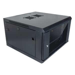 Aiten Data AI6409 Pensile 9U profondità 450 - Porta in vetro - Blocco di sicurezza - Include vassoio fisso e ventola da 120 mm - Colore nero