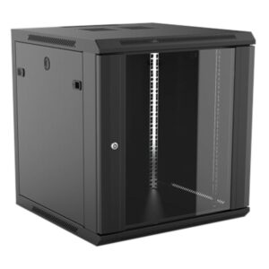 Aiten Data AI6412 Pensile 12U profondità 450 - Porta in vetro - Blocco di sicurezza - Include vassoio fisso e ventola da 120 mm - Colore nero