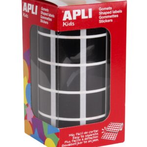 Apli Black Square Gomets 20x20mm - 59 Fogli Pretagliati - 1770 Gomets per Rotolo - Ideale per Sviluppare Abilità e Capacità nei Bambini - Conforme agli Standard di Qualità e Sicurezza