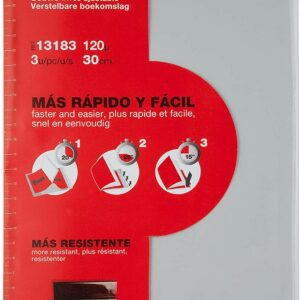 Apli Confezione da 3 Copertine a Libro con Aletta Regolabile 290 mm - PVC - Copertina in 3 Passi