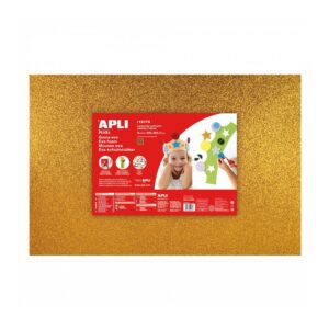 Apli Confezione da 3 Glitter Oro Eva Goma 600 x 400 mm - Spessore 2 mm - Impermeabile - Termoformabile - Colore Oro