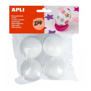 Apli Confezione da 4 Palline Porexpan Ø 50 mm - Colore Bianco