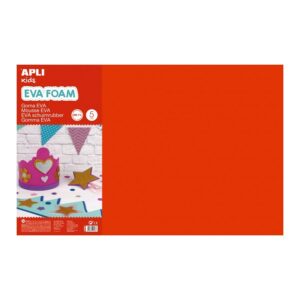 Apli Confezione da 5 Schiuma Eva 600 x 400 mm - Spessore 2 mm - Impermeabile - Termoformabile - Colore Rosso