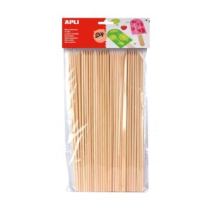 Apli Confezione da 50 Bastoncini di Legno Naturale 200 x 3 mm - Color Legno