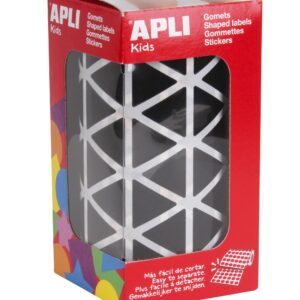 Apli Gomet Triangolari Neri - Dimensioni 20 x 20 x 20 mm - Adesivo Permanente - 2832 Gomet per Rotolo - Ideale per Scuole e Laboratori per Bambini