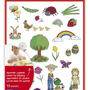 Apli Gomet a Tema Primavera - 264 Gomet in 12 fogli - Illustrazioni Educative - Adesivo Removibile - Formato Scolastico - Adesivo a Base Acqua - Senza Solventi - Colorato