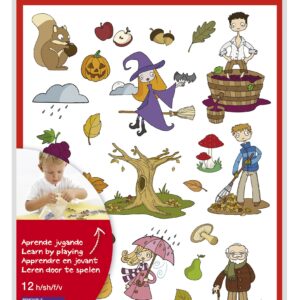 Apli Gomet a tema autunnale - 12 fogli (288 Gomet) - Adesivo rimovibile - Illustrazioni divertenti - Standard EN-71 e FSC - Adesivo a base acqua - Senza solventi - Carta ECF - 100% riciclabile - Colorato