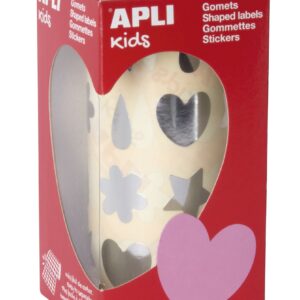 Apli Gomets Forme Assortite Argento - 720 Gomets per Rotolo - Adesivo Permanente - Separazione Facile