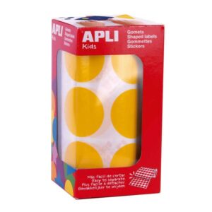 Apli Gomets XL Rotondo Ø 33mm Adesivo Permanente Giallo - 59 Fogli Preforati - 708 Gomets per Rotolo