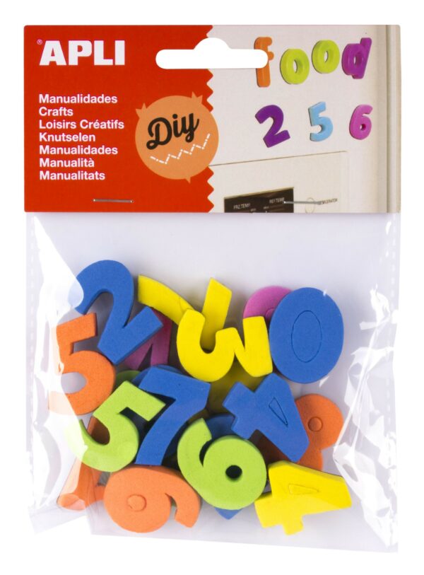 Apli Imanes Goma Eva Numeros 20U - Flexibles y Coloridos - Ideales para Manualidades y Educacion