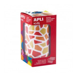 Apli Kids Rotolo da 2460 Gomme Mosaico - Adesivo a Base Acqua - Senza Solventi - Materiali 100% Riciclabili - Colori Rosso, Arancio e Giallo