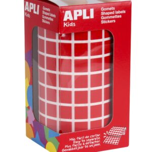 Apli Red Square Gomets - Dimensioni 10x10mm - 59 fogli pretagliati - 6372 Gomets per rotolo - Adesivo a base acqua - Conforme agli standard EN-71 e FSC