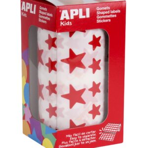 Apli Red Star Gomets - 12,5 mm e 19,5 mm - Adesivo permanente - 59 fogli - 2360 Gomet per rotolo - Ideale per sviluppare competenze e rispettare gli standard di qualità e sicurezza