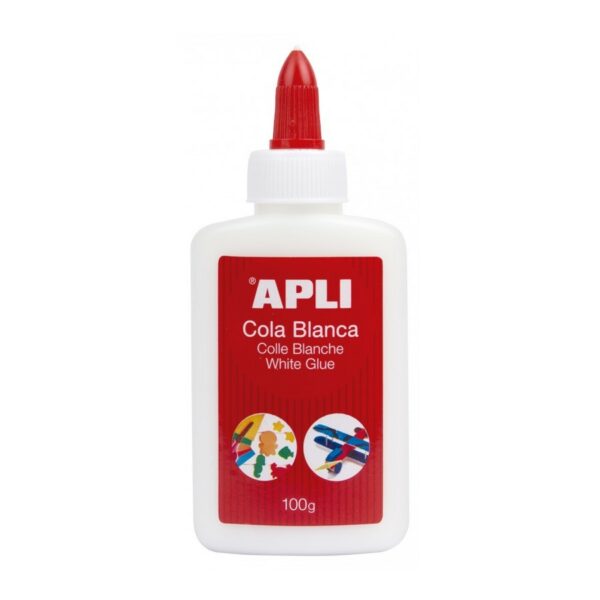 Apli White Colla Liquida 100g - Applicatore di Punta - Senza Solventi e Atossico - Adatto per Uso Scolastico