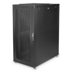 Armadio Rack 19" 26 Unita' Linea Server (A)1342 X (L)600 (P)1000Mm. Colore Nero Con Porta Traforata E Ruote