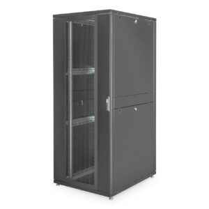 Armadio Rack 19" 42 Unita' Linea Server (A)1970 X (L)800 (P)1000Mm. Colore Nero Con Porta Traforata E Ruote