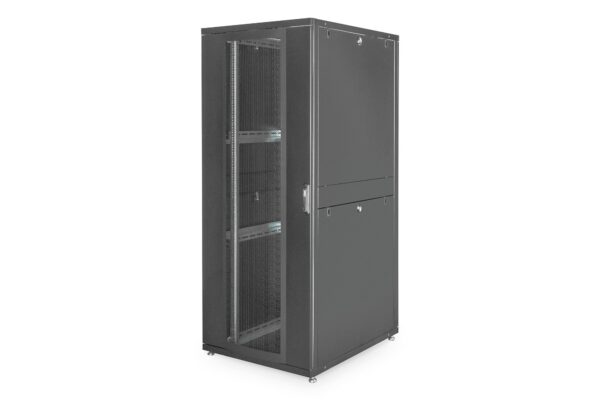 Armadio Rack 19" 42 Unita' Linea Server (A)1970 X (L)800 (P)1000Mm. Colore Nero Con Porta Traforata E Ruote