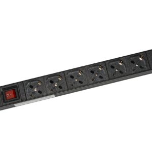 Multipresa Da Rack 19 6 Prese Universali Con Interruttore Spina Italiana 16A Colore Nero Viti Incluse