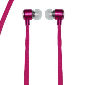 Auricolari Con Microfono, Plug 3,5 Mm, Cavo Mt 1,2 Piatto In Tela, Colore Rosa