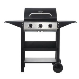 Barbecue a Gas Muvip 3 Fuochi - 1209x586x1076mm - Griglie smaltate, vaschette laterali, coperchio termometro - Colore Nero