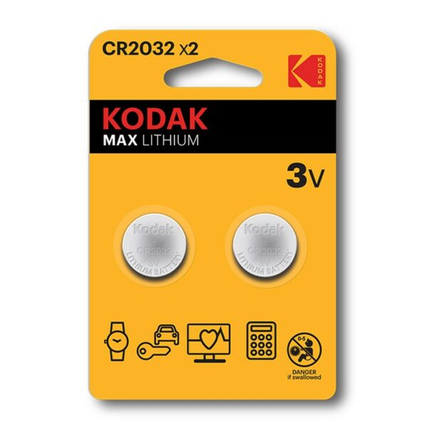 Batteria Cr2032 3V Kodak Max Lithium 2Pz