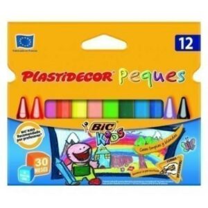 Bic Kids Plastidecor Peques Scatola da 12 Pastelli a Cera Triangolari - Ideali per i più piccoli - Texture Morbida - Non macchia