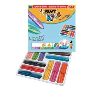 Bic Kids Plastidecor Triangle Scatola da 144 Matite a Cera - Facili da Temperare - Non Sbavano