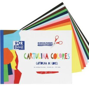 Blocco di Cartoncini Colorati Oxford Incollato Formato A4+ - 10 Fogli 170gr - 10 Colori