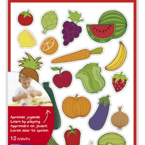 Borsa Apli di Gomet a tema Frutta e Verdura - 276 Gomet - Adesivo Removibile - Sviluppato con gli educatori - Ideale per le Scuole - Standard EN-71 e FSC - Colorato