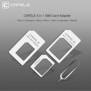 CAFELE 4 in 1 Adattatori SIM Card Micro + Double Nano + Needle - WHITE