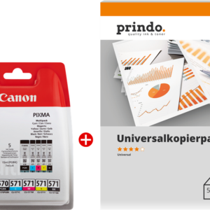 Canon Value Pack nero / ciano / magenta / giallo PGI-570 + CLI-571 MCVP + Prindo Universal Papier 500 fogli