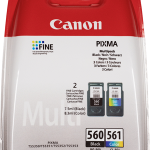 Canon Value Pack nero / differenti colori / Bianco PG-560 + CL-561 MCVP + Prindo Universal Papier 500 fogli