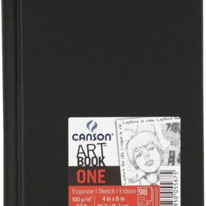 Canson Sketch One Libro da disegno fine con 98 fogli - 10,1x15,2 cm - 100 g - Colore bianco