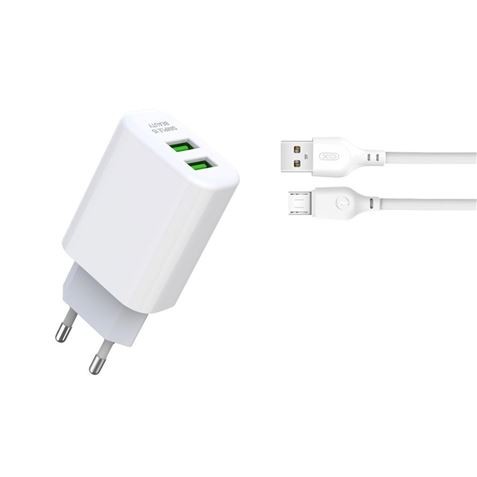 Caricabatteria XO Pack L85C 2.4A + cavo micro USB - bianco