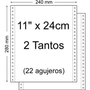 Carta su modulo continuo 11 x 240 mm - Set di 2 As Many - Confezione da 1.500 unità - Colore bianco