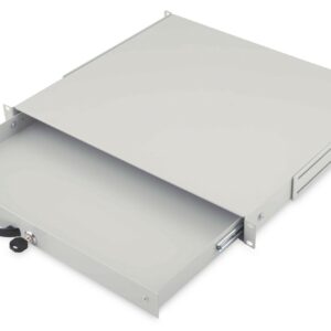 Cassetto Estraibile Con Maniglia E Chiusura A Chiave Per Armadi Rack 19" Misure Mm. 482X45X492 Colore Grigio Chiaro