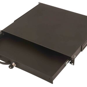 Cassetto Estraibile Con Maniglia E Chiusura A Chiave Per Armadi Rack 19" Misure Mm. 482X45X492 Colore Nero