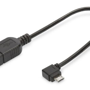 Cavo Adattatore Usb 2.0 Otg, Connettori Micro Usb "B" Maschio - Usb "A" Femmina, 15 Cm Con Connettore 90 Gradi