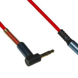 *Cavo Audio Jack 3,5 Mm Maschio/Maschio A Spirale Mt 1,80 Colore Rosso Con 1 Connettore 90° E Molla Di Protezione