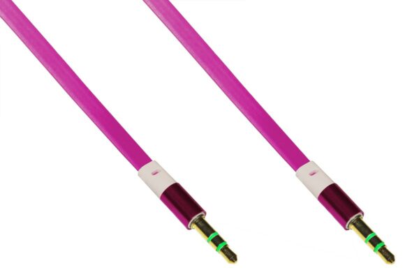 *Cavo Audio Jack 3,5 Mm Maschio/Maschio Piatto Mt 1 Colore Rosa 3 Poli