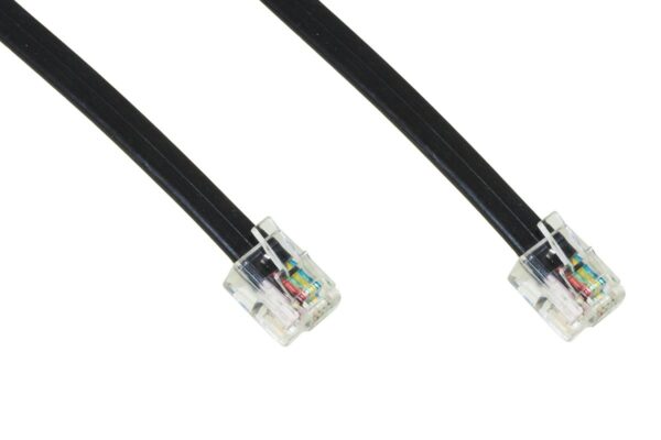 Cavo Telefonico Piatto Rj12 6P6C Colore Nero Mt 2