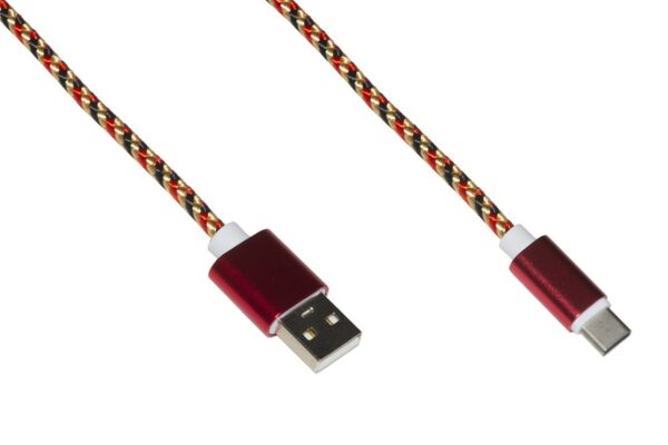 *Cavo Usb-C Mt 1 Guaina Intrecciata Colore Rosso/Oro