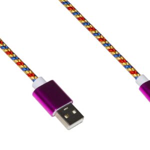 *Cavo Usb-C Mt 1 Guaina Intrecciata Colore Vermiglio/Oro/Blu