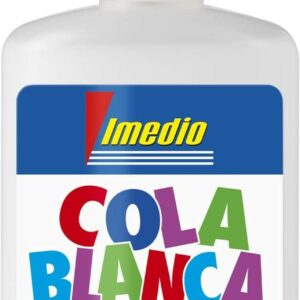 Colla Scuola Imedio White 125gr - Senza Solventi - Flacone Morbido Ideale per Bambini - Con Spatola Incorporata